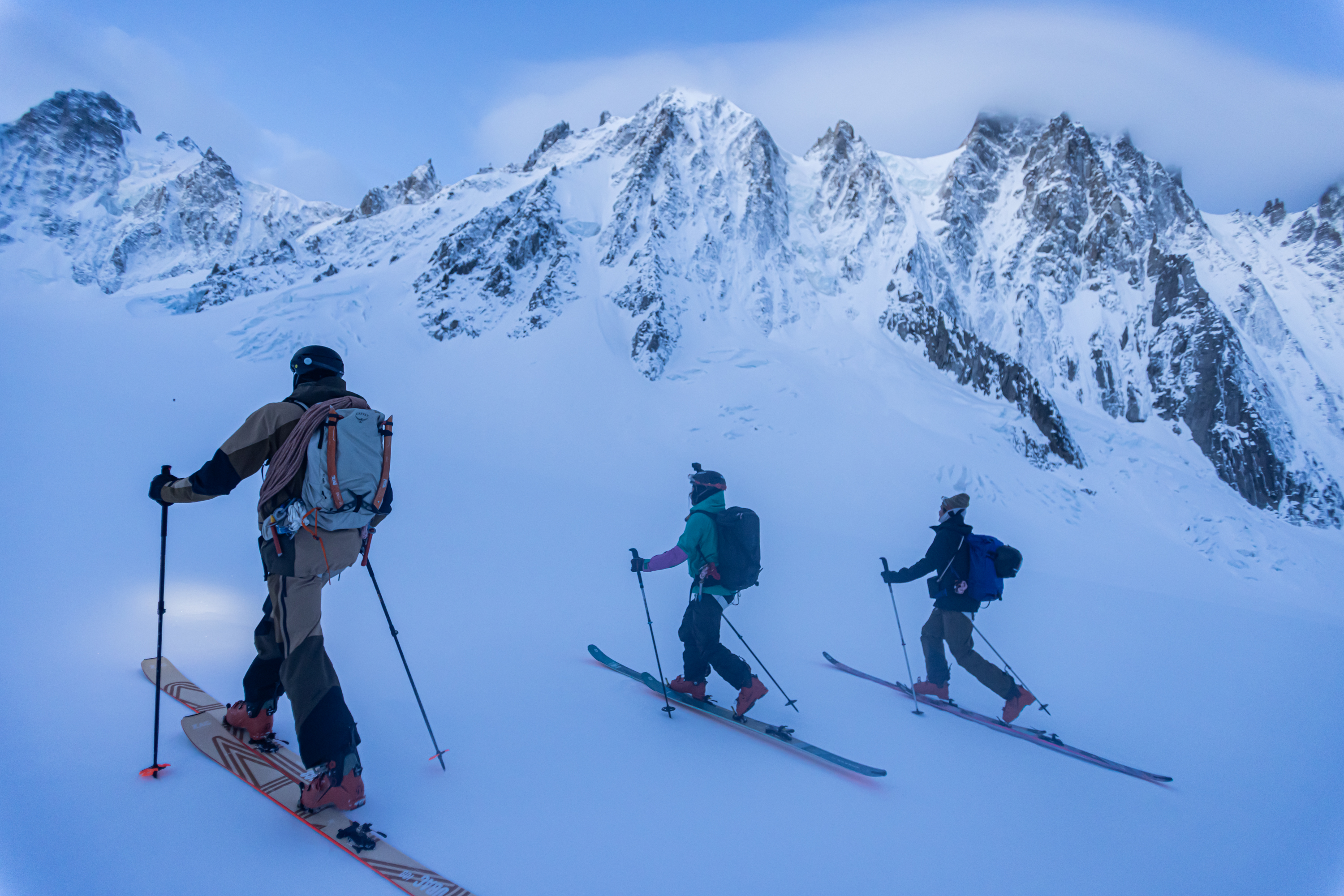 Ski tourers on a glacier