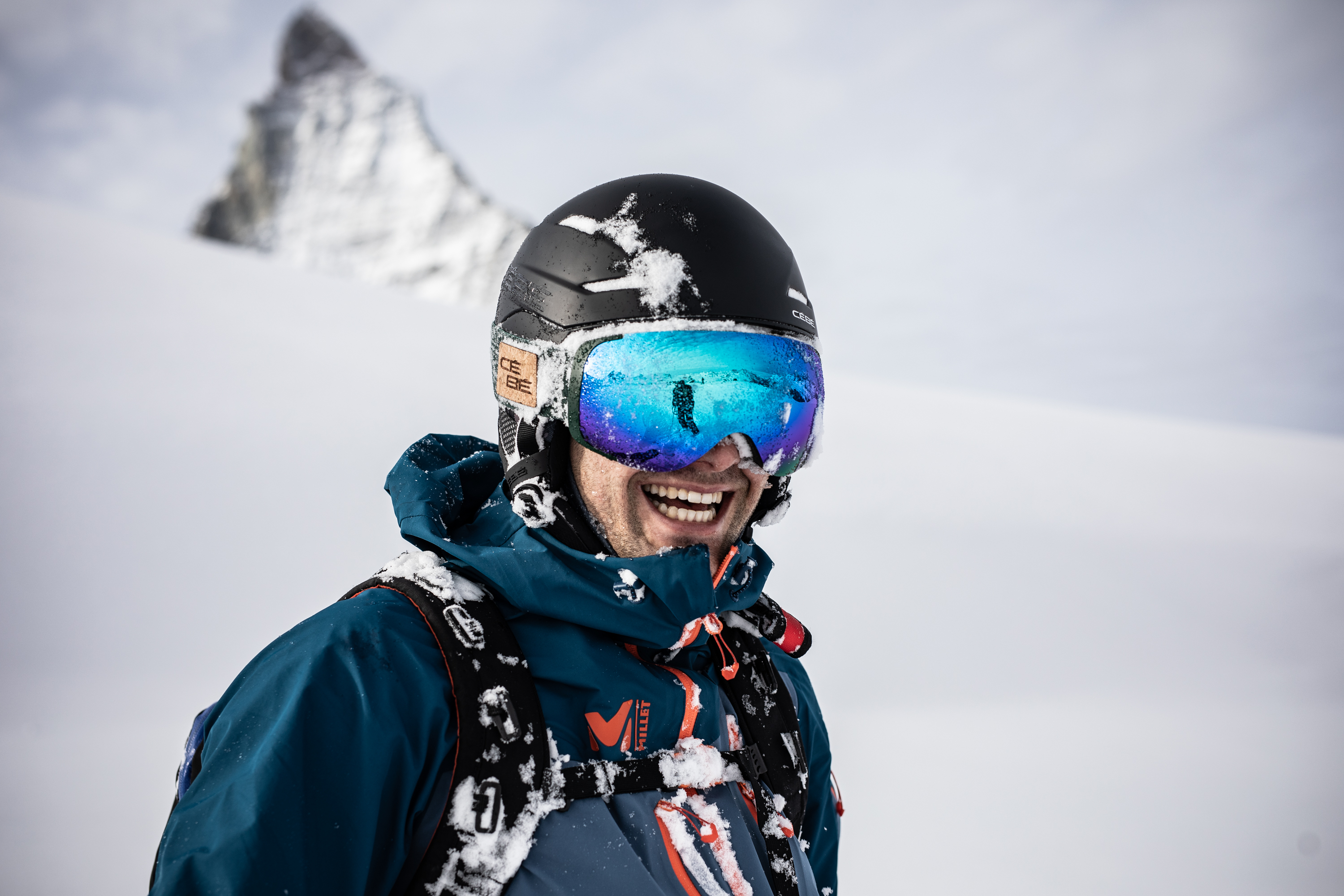 Laughing rider below the Matterhorn